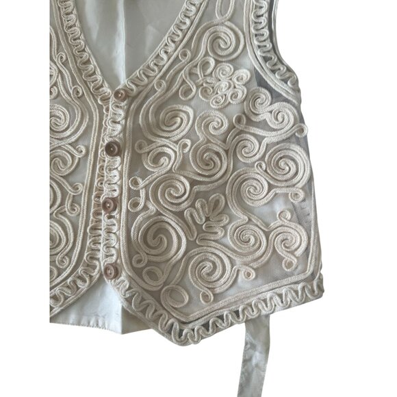 KENAR Vintage Cream Detailed Vest Size Large - Picture 6 of 6